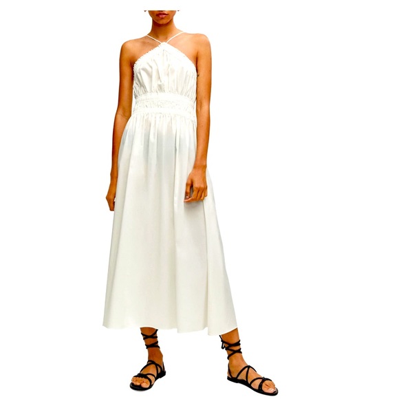 Mango Dresses & Skirts - NWT SIZE 2 MANGO Ruffle Halter Dress in Summer White❣️